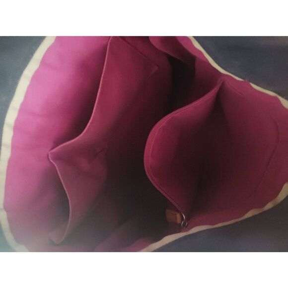 Fossil Jesse Bohemian tote suede handles original charm key and Tassel pink navy - Picture 4 of 4